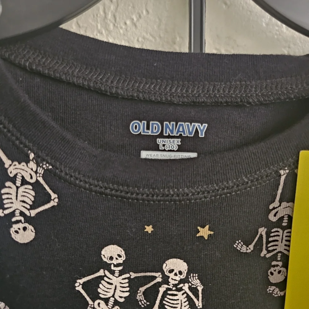 Old Navy Matching Family Kids Skeleton Print Pajamas - Black Halloween Size 10